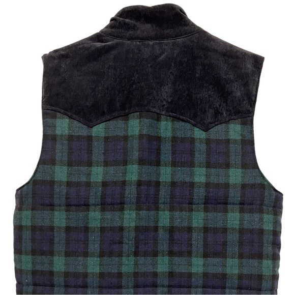 Salt Valley Western Corduroy Puffer Vest Snap Front Tartan Plaid Men's Sz S - Picture 5 of 10